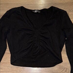 Long Sleeve Black Crop Top